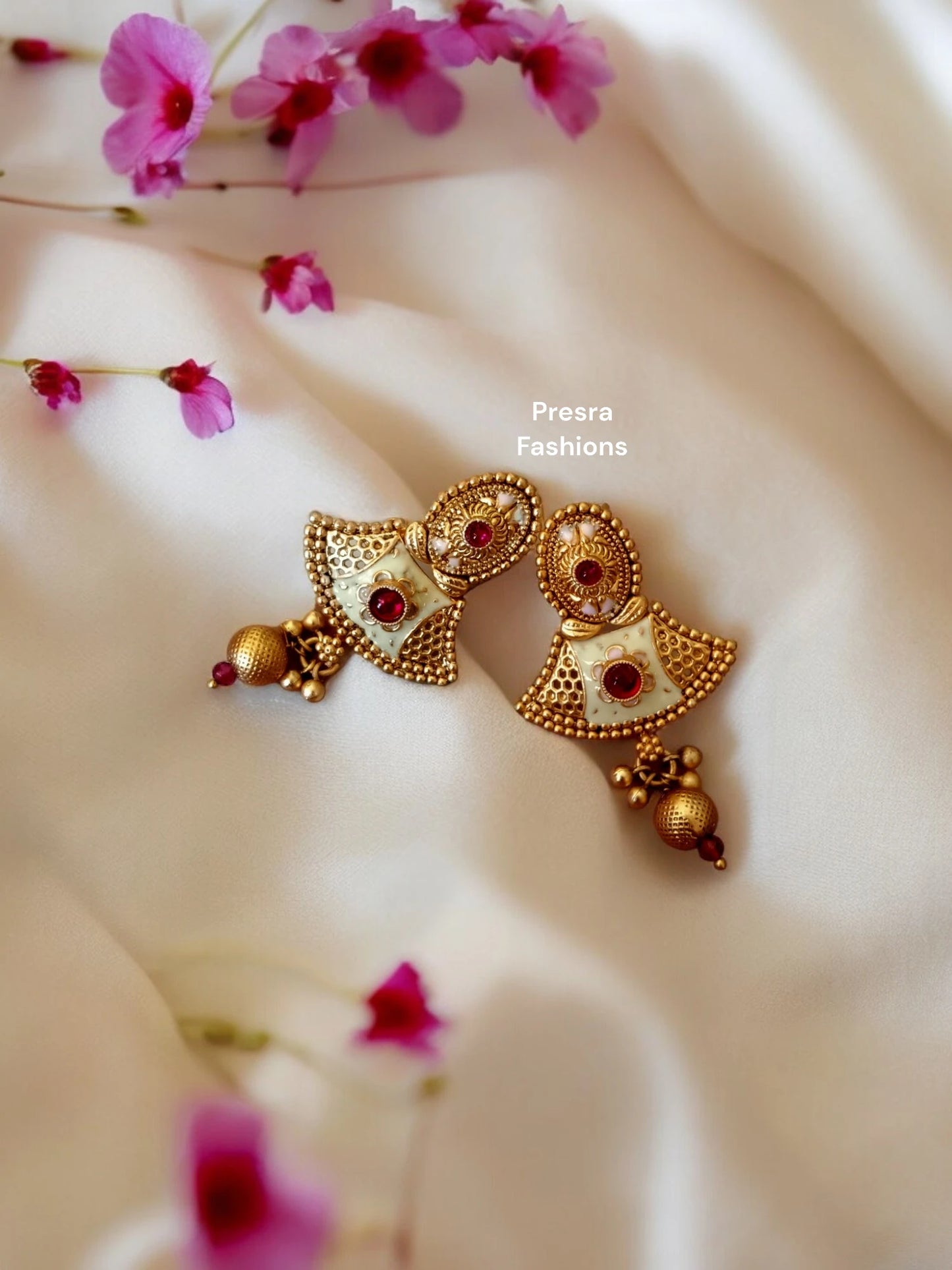 Premium Rajwadi Ear rings with meenakari -EF16-Presra Fashions