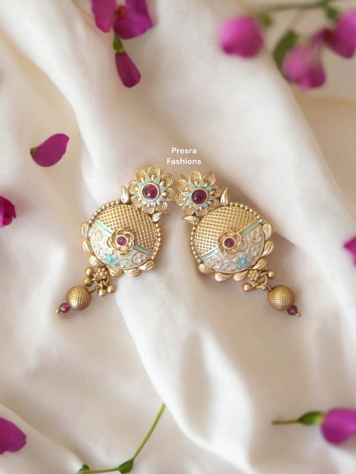 Premium Rajwadi Ear rings with meenakari -EF18-Presra Fashions