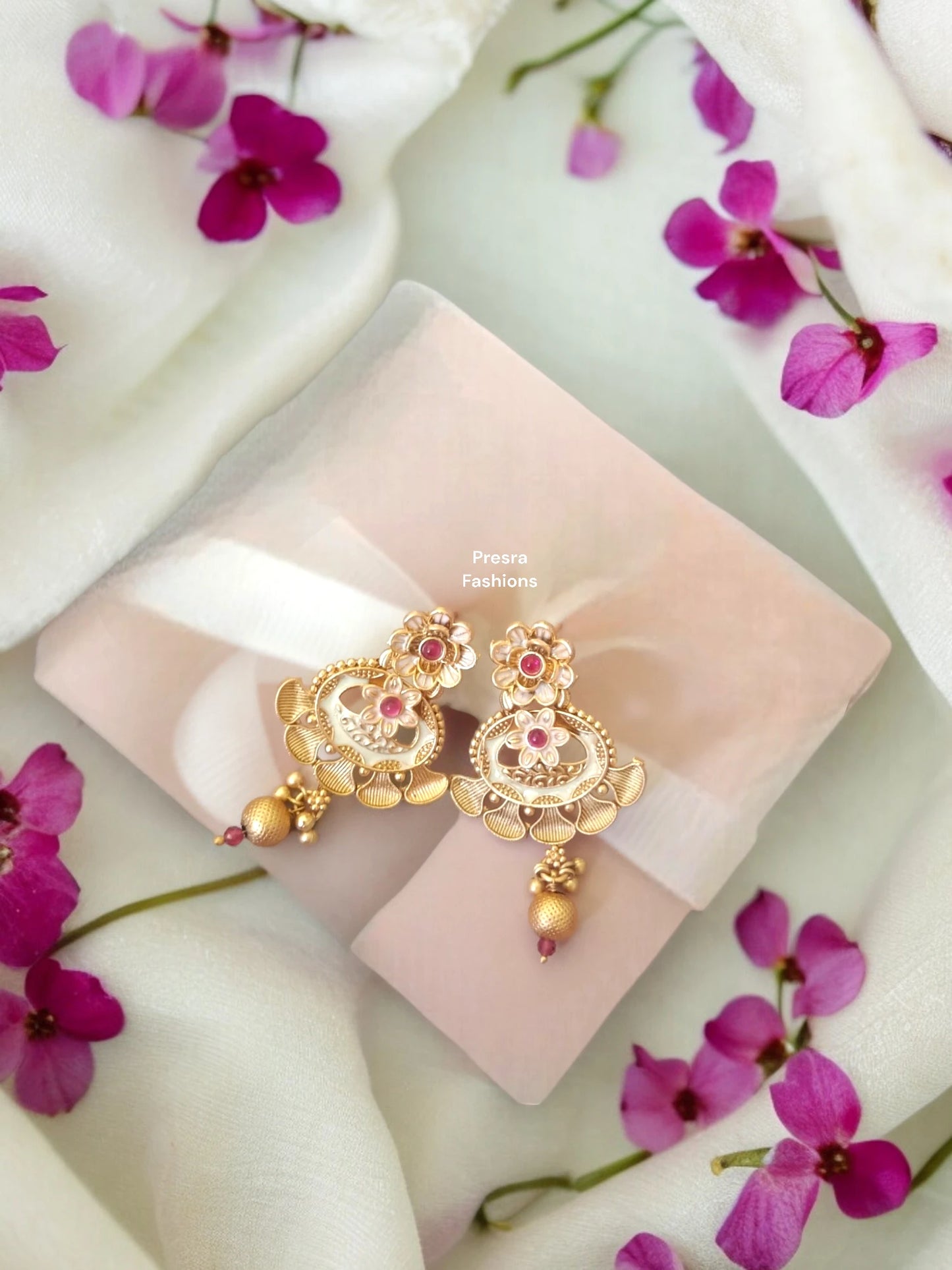 Premium Rajwadi Ear rings with meenakari -EF20-Presra Fashions