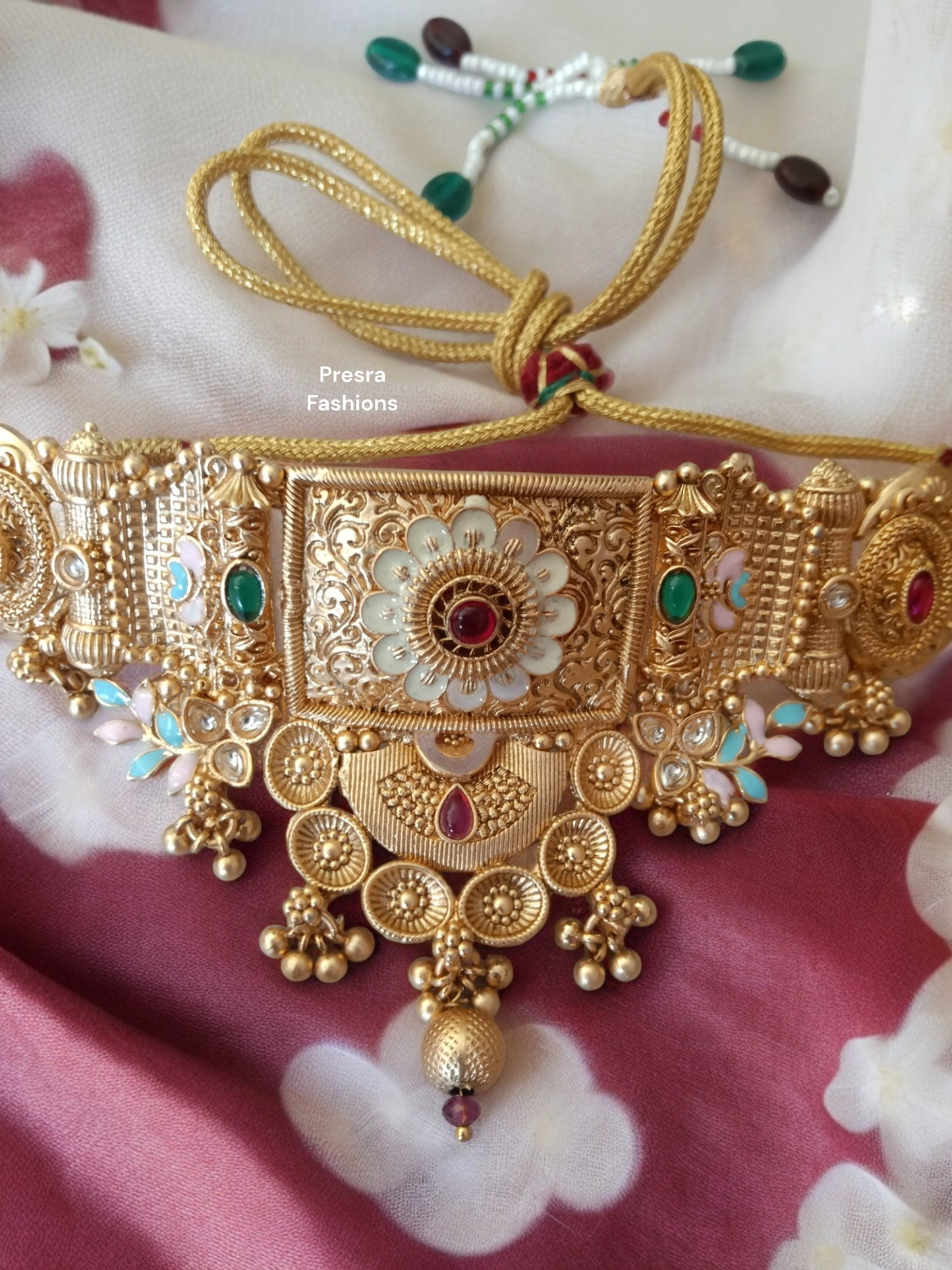 Traditional Rajwadi Choker set with meenakari work CH01- Presra Fashions