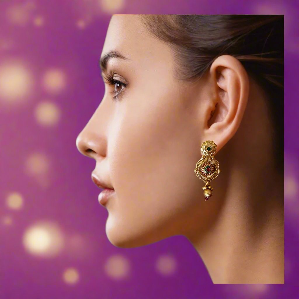 Premium Rajwadi Ear rings with meenakari -EF14-Presra Fashions