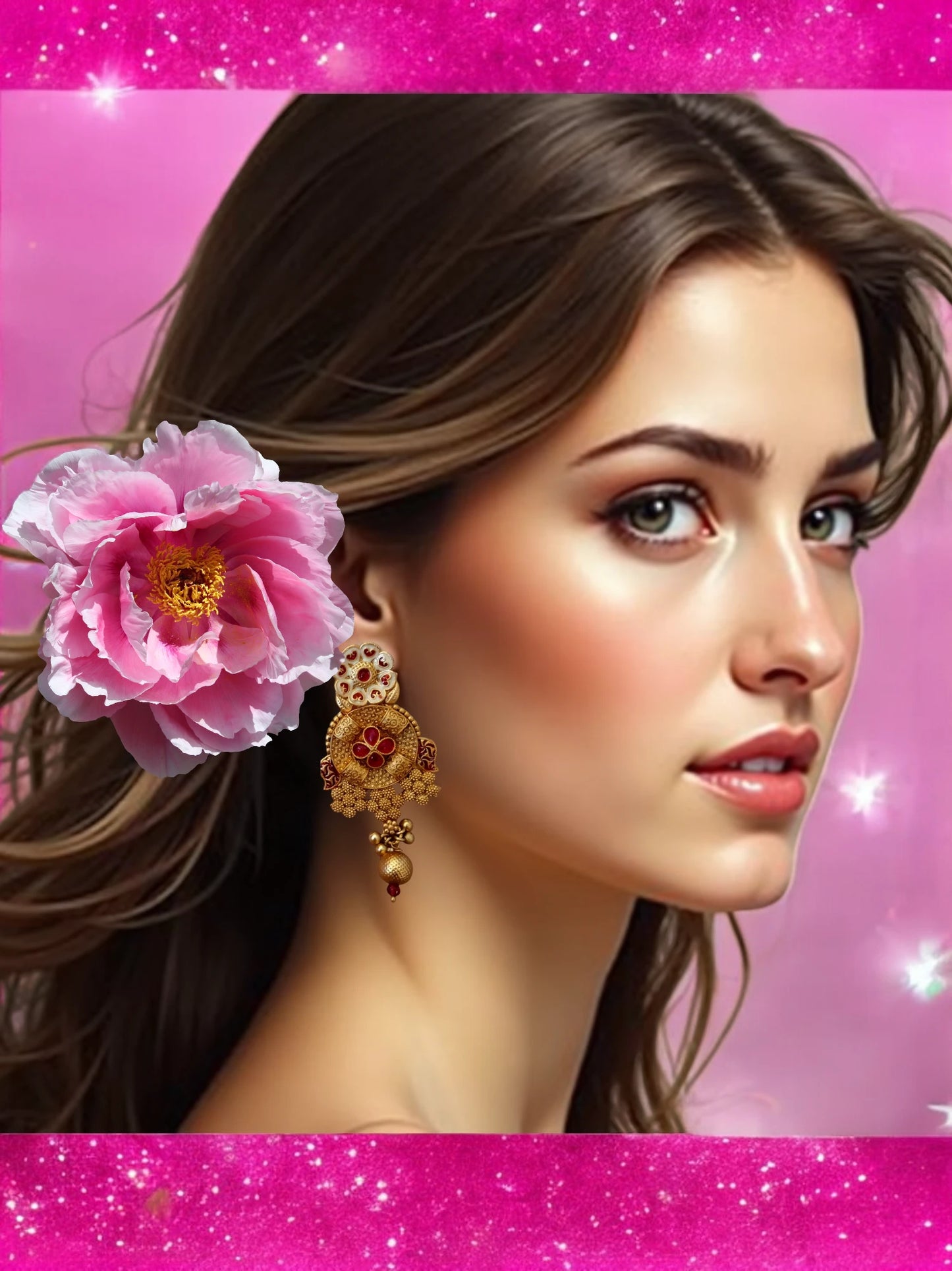Premium Rajwadi Ear rings with meenakari -EF15-Presra Fashions