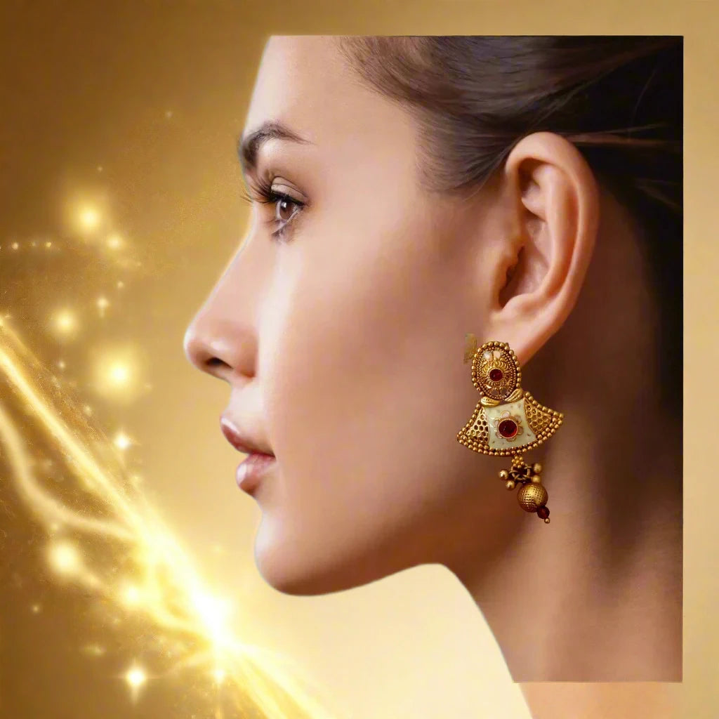 Premium Rajwadi Ear rings with meenakari -EF16-Presra Fashions