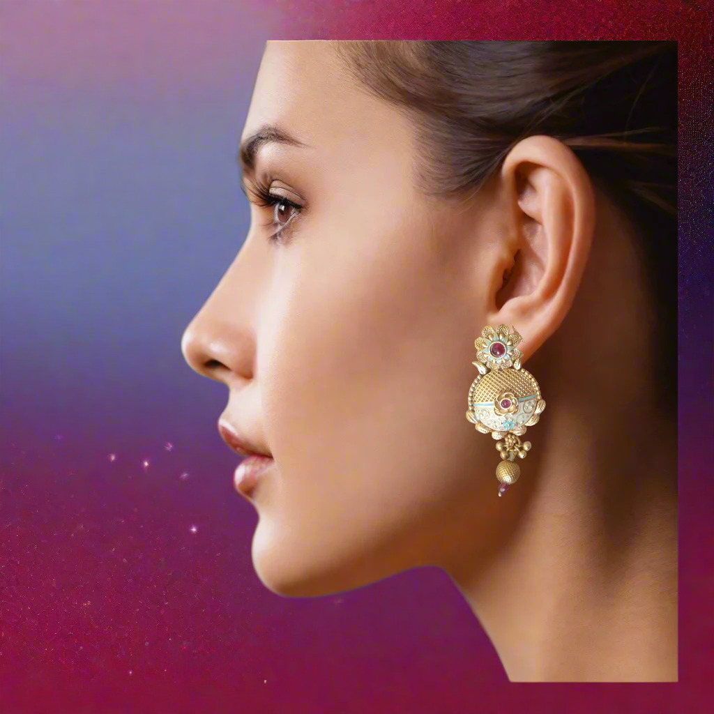 Premium Rajwadi Ear rings with meenakari -EF18-Presra Fashions