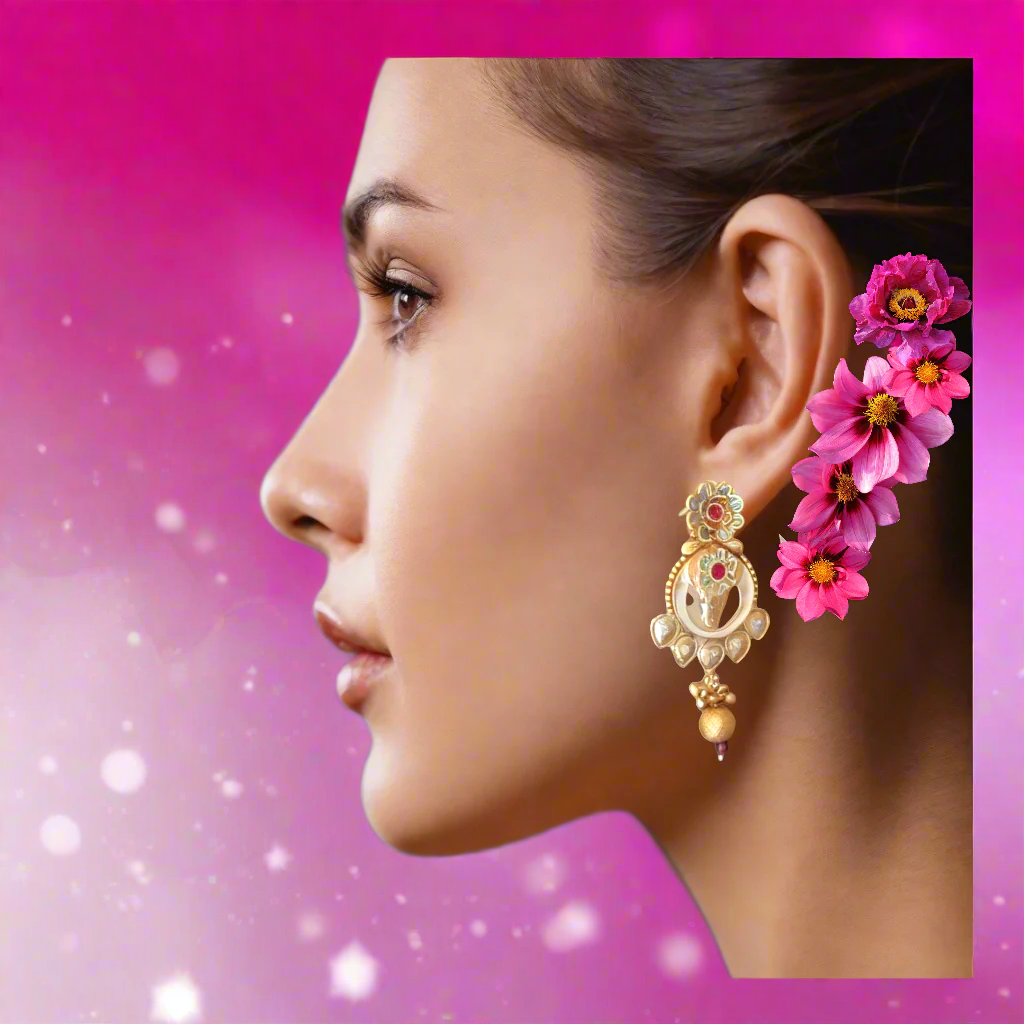 Premium Rajwadi Ear rings with meenakari -EF19-Presra Fashions