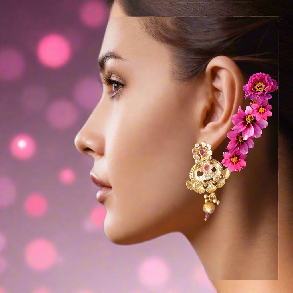 Premium Rajwadi Ear rings with meenakari -EF20-Presra Fashions
