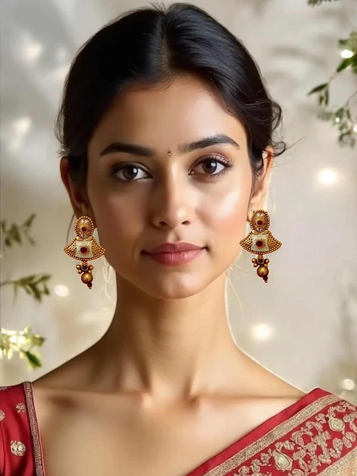 Premium Rajwadi Ear rings with meenakari -EF16-Presra Fashions