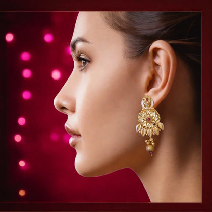 Premium Rajwadi polished Ear rings with meenakari  EF09-Presra Fashions