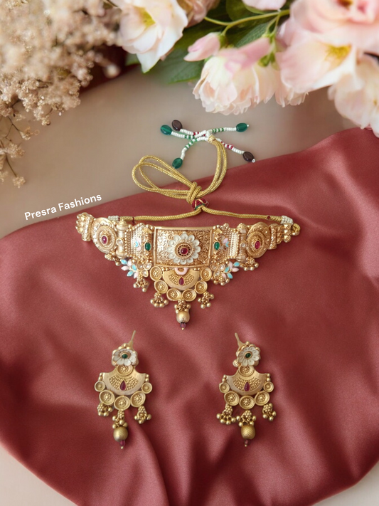 Traditional  Rajwadi Choker set with meenakari work  CH01- Presra Fashions