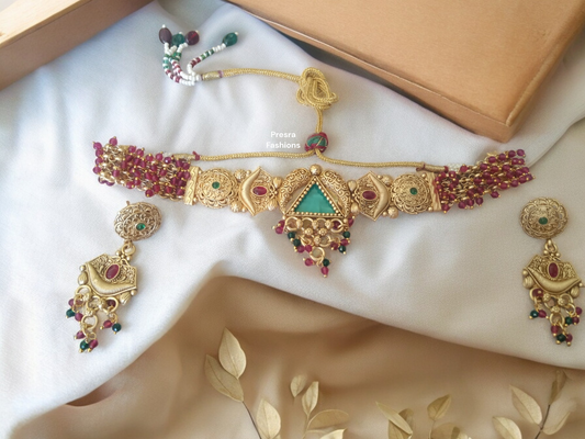 Rajwadi Choker Seti  CH02- Presra Fashionss
