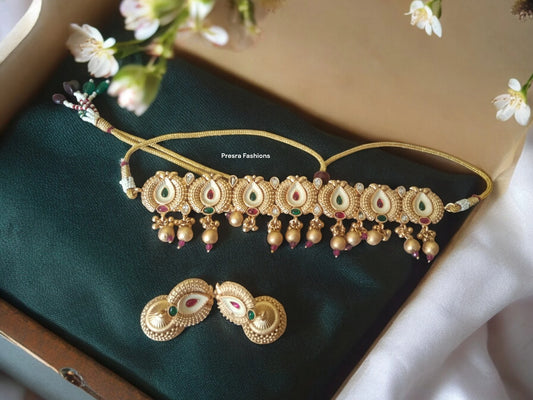 Rajwadi Choker Seti  CH04- Presra Fashionss
