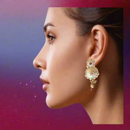 Premium Rajwadi  Ear rings with meenakari   -EF18-Presra Fashions
