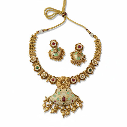Rajwadi Necklace  of Meenakari work  N01