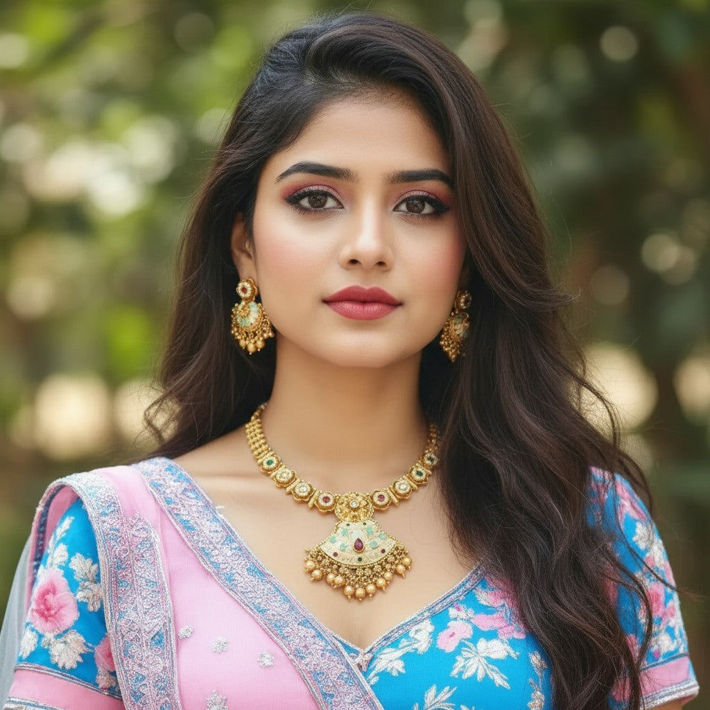 Rajwadi Necklace  of Meenakari work  N01