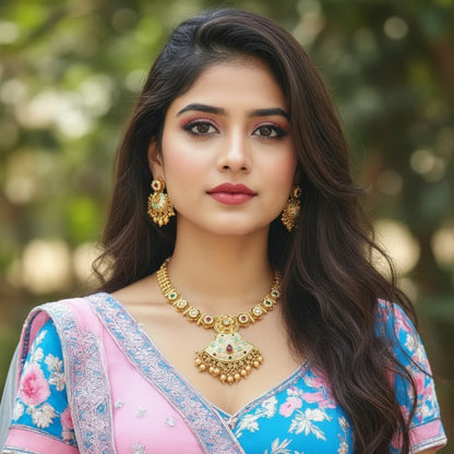 Rajwadi Necklace  of Meenakari work  N01